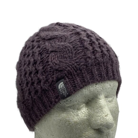 The North Face Womens Cable Knit Beanie Hat Purple Acrylic/Polyester One Size - Picture 1 of 6